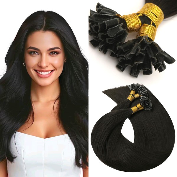 VINBAO U Tip Human Hair Extensions, Natural Black 50s 40g,