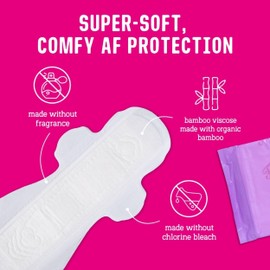 Flo Bamboo Night Period Pads – Ultra Long, Super Absorbent, Soft - 4 Wings, Breathable Pads for Super Heavy Flow – 10 Pads