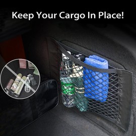 Red de carga universal de malla para almacenamiento de maletero de coche, bolsa de almacenamiento para SUV, paquete de 2 unidades con calcomanías adhesivas
