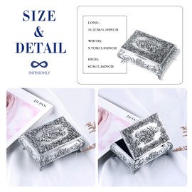 INFINIONLY Jewelry Box for Women, Tin Alloy Jewelry Box, Vintage Metal Carved Roses Jewelry Box, Four-Legged Jewelry Box, Jewelry Storage Box, handicrafts, no Deformation, no Rust, Vintage Silver