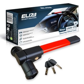 ELI73 Steering Wheel Lock for Cars & Vans - Car Lock Anti-Theft Device - High Visibility Immobiliser - Includes 3 Keys (UK Company) (Red)