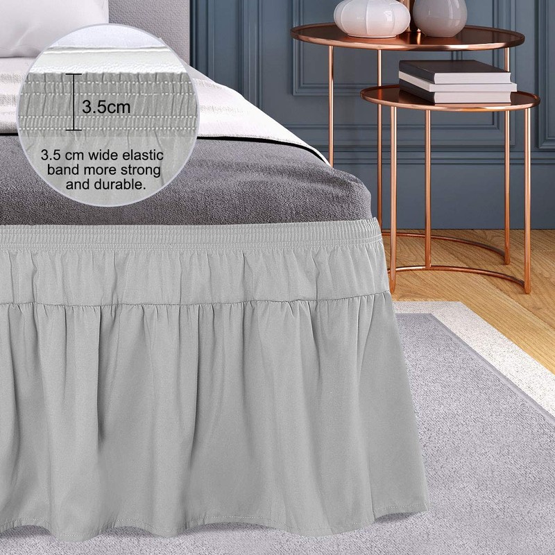 PiccoCasa Polyester Wrap Around Bed Skirt,Elastic Dust Ruffles Bedskirts,Fade &