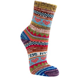 3 Pairs Norwegian Socks for Women, Winter Thermal Knitted, Nordic Cotton Crew, Comfortable Hygge, Ladies Socks, cold weather (Mix 2, 8-11)