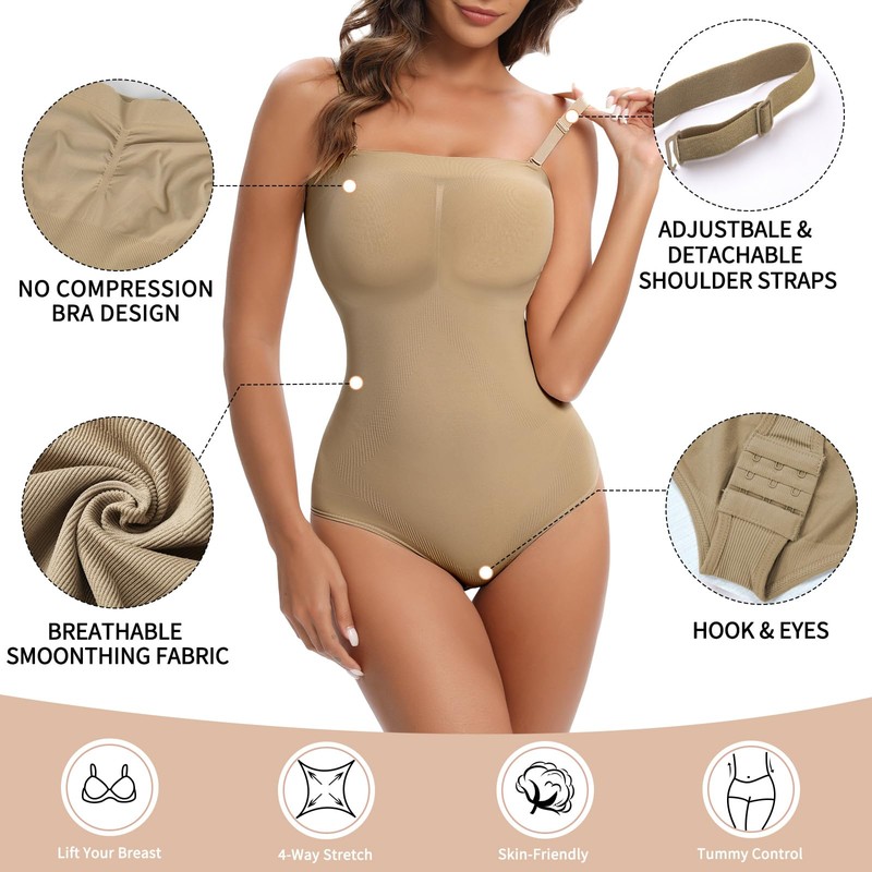 Lenashape - Body sin tirantes para mujer, diseño triangular con