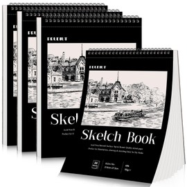 4 Pack Sketch Book, 8.5 x 11Inch Sketchbook, 68lb/100gsm Top Spiral Bound Sketch Pad, Acid Free Art Supplies Drawing Painting Sketching Paper for Artists, Ideal for Christmas Gifts (30 Sheets Each)