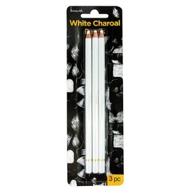 Brusarth Professional White Charcoal Pencils Set - 3 Pieces Sketch Highlight White Pencils for Drawing, Sketching, Shading, Blending, Adding Highlights