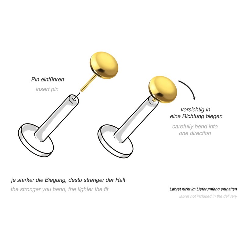 PIERCINGLINE Titanium Attachment with Push Pin Disc without Labret Stud