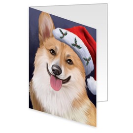 Christmas Santa Hat Wearing Corgis Dog Greeting Cards - Adorable Pets Invitation Cards with Envelopes - Pet Artwork Christmas Greeting Cards (50 Greeting Cards)