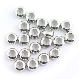 RuiLing - Lote de 20 cuentas espaciadoras de acero inoxidable para pulseras, collares, manualidades, joyas, accesorios de 8 mm