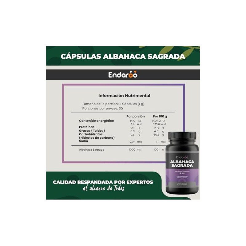 Albahaca Sagrada | Suplemento Alimenticio de Origen Natural | Apoyo