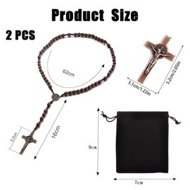 EXQUIMA 2 PCS Rosary Beads, Catholic Cross Rosary Necklace, With A Storage Bag, Smooth Prayer Beads with Durable Crucifix for Meditation and Daily Wear