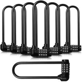 Shimeyao 8 Pieces 6 Inch Long Shackle Combination Lock 4 Digit Outdoor Waterproof Padlock with Resettable Code for School Gym Locker, Sports Locker, Fence, Gate, Toolbox, Case Storage, Black