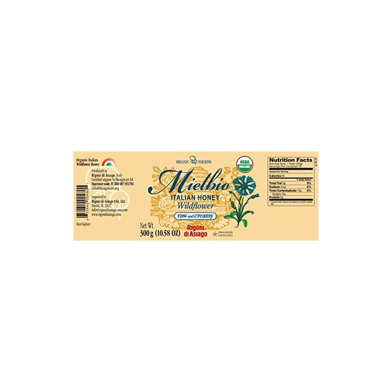 Rigoni di Asiago Mielbio Organic Italian Raw and Creamy Honey,