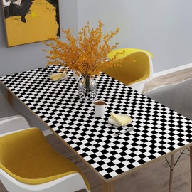 LaCheery Thick Checkered Contact Paper Decorative Self Adhesive Checkered Wallpaper Removable Black and White Wall Paper Peel and Stick Wallpaper for Bathroom Backsplash Shelf Drawer Liners 15.8"x80"