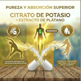 Citrato Potasio 1000mg + Extracto Plátano 180 Cápsulas | Soporte Bienestar Y Relajación Muscular | Ligeraza y Energía Natural | Oby Vitaminas Mujer y 