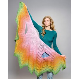 Bobbel Sweet Papaya Gradient Yarn Crochet Vest Set, 4-Ply 1500 m Yarn, Rainbow Gradient, with Crochet Pattern (SP005)