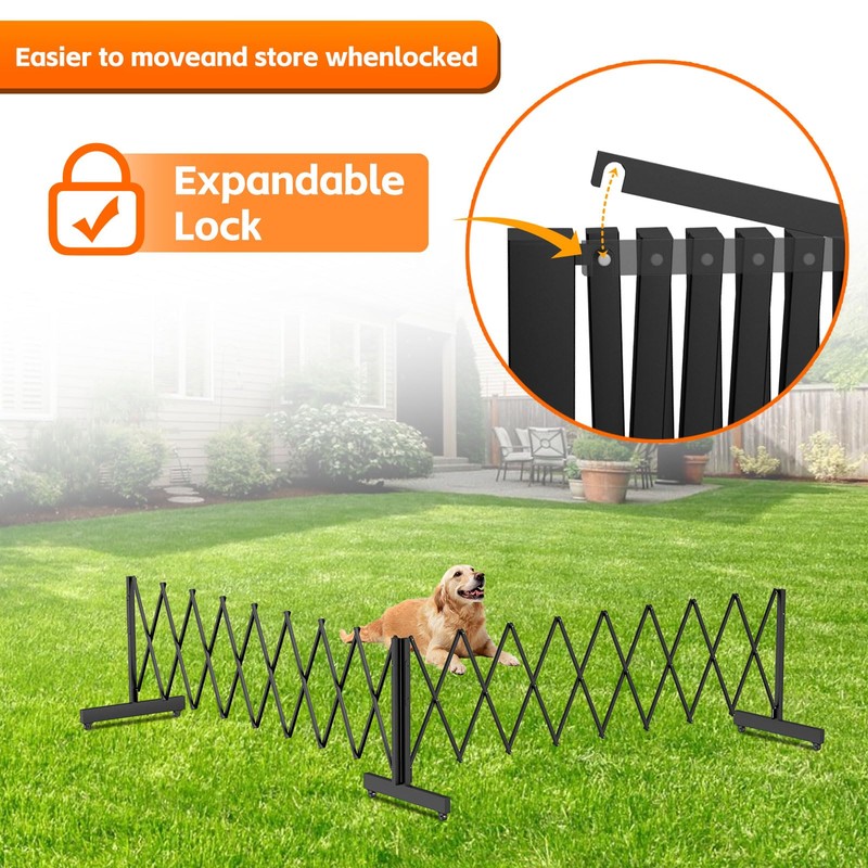 16 FT Industrial Metal Expandable Barricade，Retractable Traffic Fence with Casters,