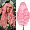 Fancy Hair Pink Wig with Bangs Heat Resistant Synthetic Pink