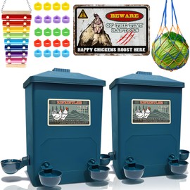 Chicken Waterer, Chick Water,Chicken Coop Accessories - 8 Gallon Capacity, 2-Pack (Prussian Blue, Large)