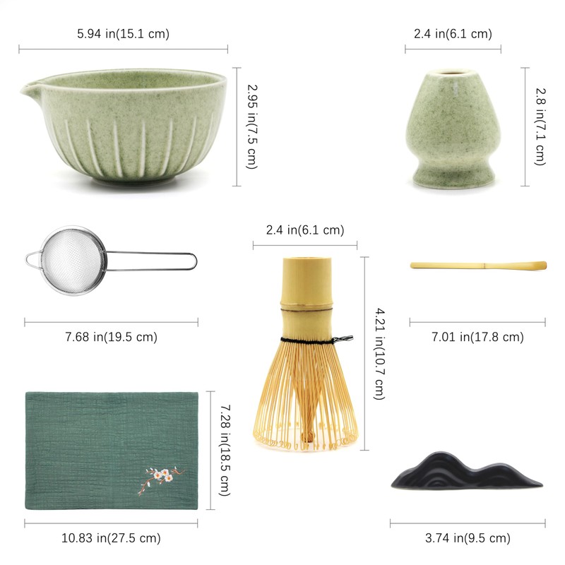 Matcha Whisk Set 7 Pcs - Ceramic Matcha Set with