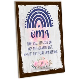 schilderkreis24 - Wooden Sign Grandma Sometimes Forget Du Dass Du Großartig Bist Deine Erinnerung Wall Decoration 28 x 19 cm Gift Idea for Grandmothers