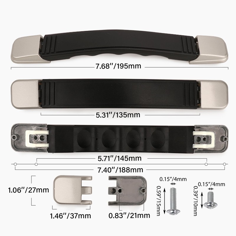 Mxfans Black Strap Flexible Handle with Bracket and Screws for