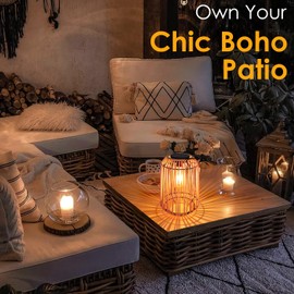 ZWOOS Solar Lantern for Outdoor Garden, Large Solar Rattan Lantern, Hanging / Standing, Solar Lights for Balcony, Patio, Garden Decoration