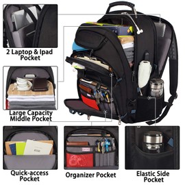 JCDOBEST Laptop Backpack, Blue, 55L Capacity, TSA Approved, Multipurpose, Convenient USB Port, Comfortable Back Design, Durable Polyester Fabric