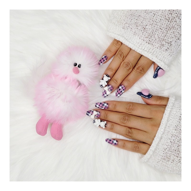 Angora bear handmade nail tips - Oval XL / 앙고라