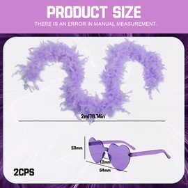 Feather Boa, Feather Boas Multipack, 1 Pcs Purple Feather Scarf And 1Pcs Heart Eyes, Perfect For Dance Performances, Special Events, Weddings, And Carnival Celebrations (Purple)