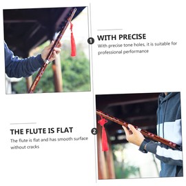 Kisangel Bamboo Flute for Beginners Red Brown Bitter Bamboo Traditional Chinese Instrument with Free Membrane Protector Set for Music Performance and Learning