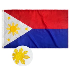 ROTERDON Philippines Flag 3x5 FT, Embroidered Philippine Flag, Filipino Philippine National Flags for Indoor/Outdoor, Heavy Duty Outdoor Sewn Stripes with 2 Brass Grommets
