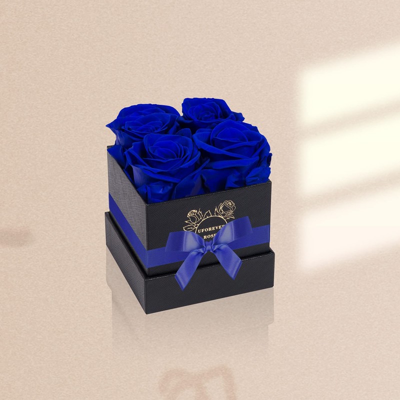 UFOREVER ROSES 4-Piece Preserved Roses in a Box, Preserved Flowers,