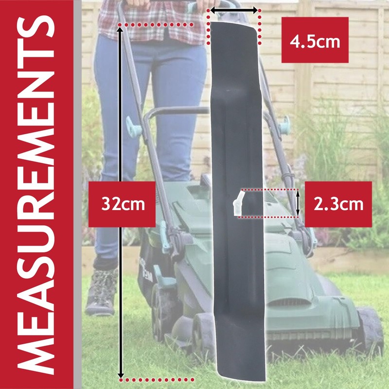 SPARES2GO Metal Blade Compatible with McGregor MER1232 M3E1233RA Lawnmower (32cm)