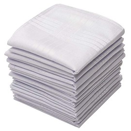 Perry Ellis Paquete de 12 pañuelos (prensa permanente blanca con cordón satinado, 16 x 16 pulgadas) - Top Quality