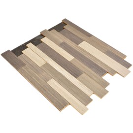selbstklebende Mosaikmatte Holz Verbund mix grey für WAND KÜCHE Fliesenspiegel Thekenverkleidung Wandverblender