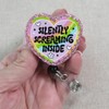 Silently Screaming Inside Heart Badge Reel, Glitter Heart Retractable ID