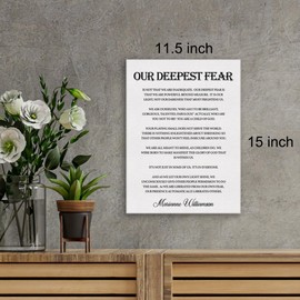 Inspirational Quote Canvas Wall Art Motivational Our Deepest Fear by Marianne Williamson Quote Canvas Print Positive Wall Decor Framed Gift 12x15 Ready to Hang
