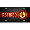 Fire Fighter Retired with Logo Metal License Plate