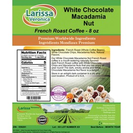 White Chocolate Macadamia Nut French Roast Coffee (Gourmet, Naturally Flavored, Whole Coffee Beans) (8 oz, ZIN: 559291)