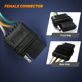 Trailer Wire Extension 4-Way 4 Pin Plug, 4 Wire 4-Flat Connector with Male & Female Plug 18 AWG 59 inch Hitch Light Trailer Wiring Harness Extender