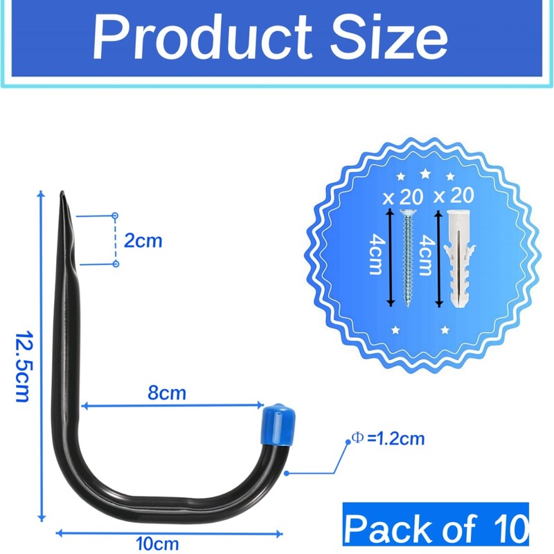 Locawaya Garage Storage Hooks Hanging 10cm Heavy Duty Wall Mount