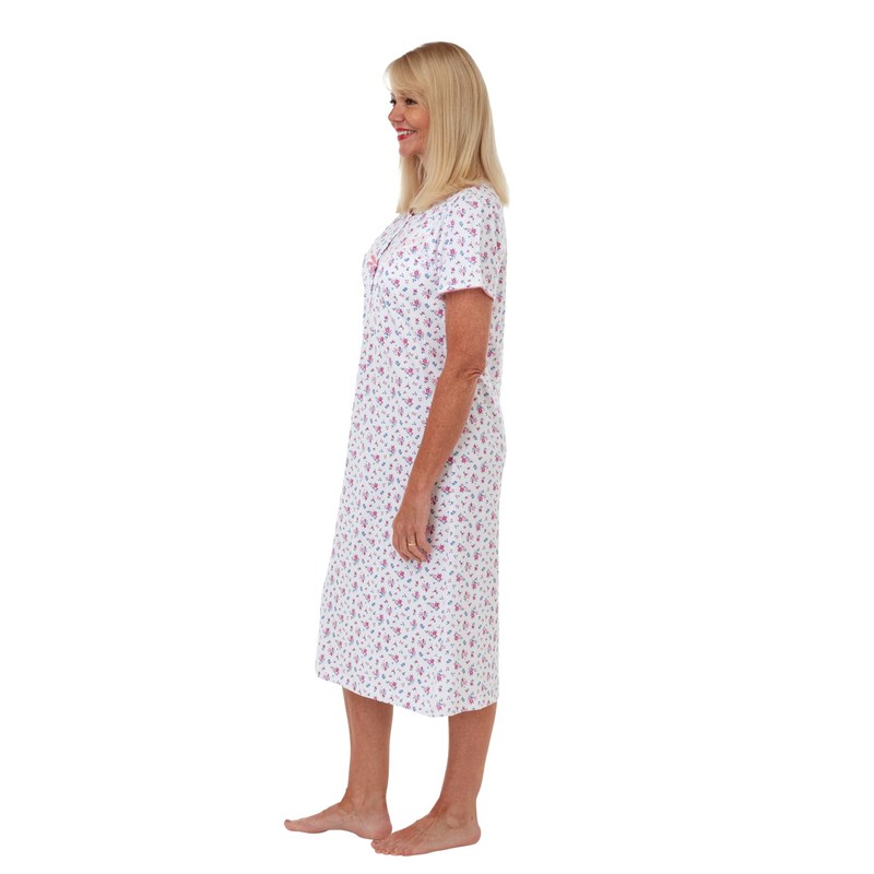 Marlon Women's Maria Cotton Jersey Nightie, Pink, 20-22