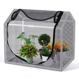 Mini Greenhouse with Mesh Cover & Waterproof Potting Mat, 23.62"x15.75"x19.69" Heavy Duty Mesh Greenhouse, Full Enclosure Plant Shelter with Netting Cover for Seedling Protection Indoor/Garden