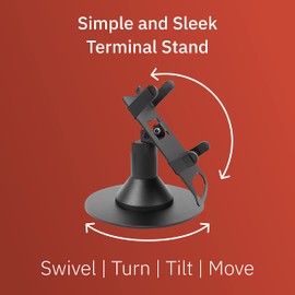 Discount Credit Card Supply Castles VEGA3000 Countertop Low Freestanding Swivel and Tilt 4" Terminal Stand with Round Plate