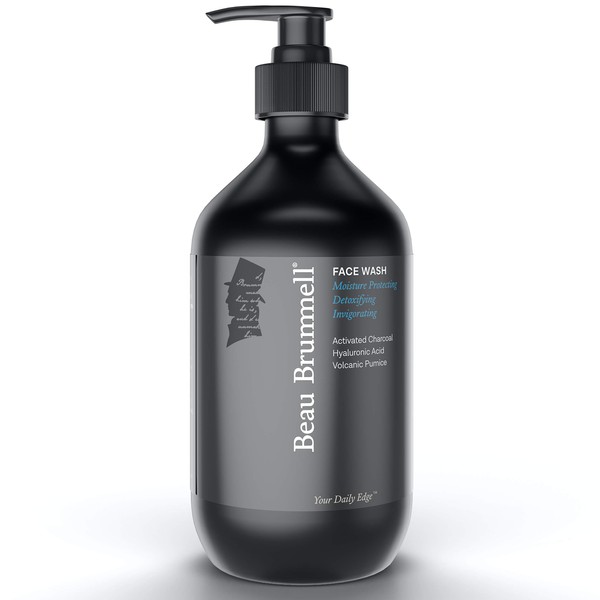 Men’s Foaming Face Wash with Activated Charcoal by Beau Brummell | Facial Cleanser With Hyaluronic Acid | Eliminates Excess Oils and Helps Prevent Acne | Large 8 OZ Bottle Lasts 3-months | Made In USA