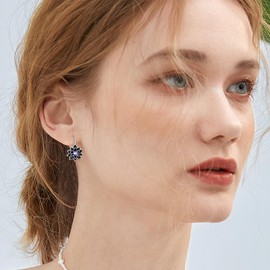 POPLYKE Flower Teardrop Drop Earrings Sterling Silver Leverback Earrings Birthday Gift, Sterling Silver