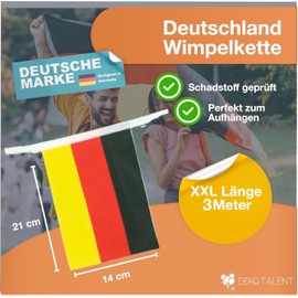 XXL Bunting Germany Garland Black, Red, Yellow (Gold) as Decorative Decoration, Fan Item, Party Decoration for the European Football Championship Euro 2024 (3 Metres)