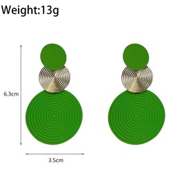 Retro 80s Neon Round Dangle Earrings for Women Boho Statement Circle Disc Drop Earrings Fashion Geometric Dangling Earrings Jewelry Accessories (Green)