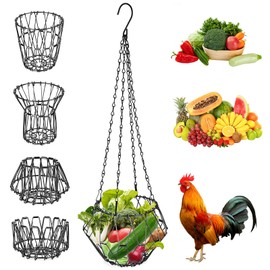 bssmmai Hanging Chicken Vegetable Feeder Foldable 16.5 Inch Large Toy Chicken Fruit Feeder Poultry Fruit Holder with 4 Hanging Chains for Automatic Feeder Chicken Rat-Proof